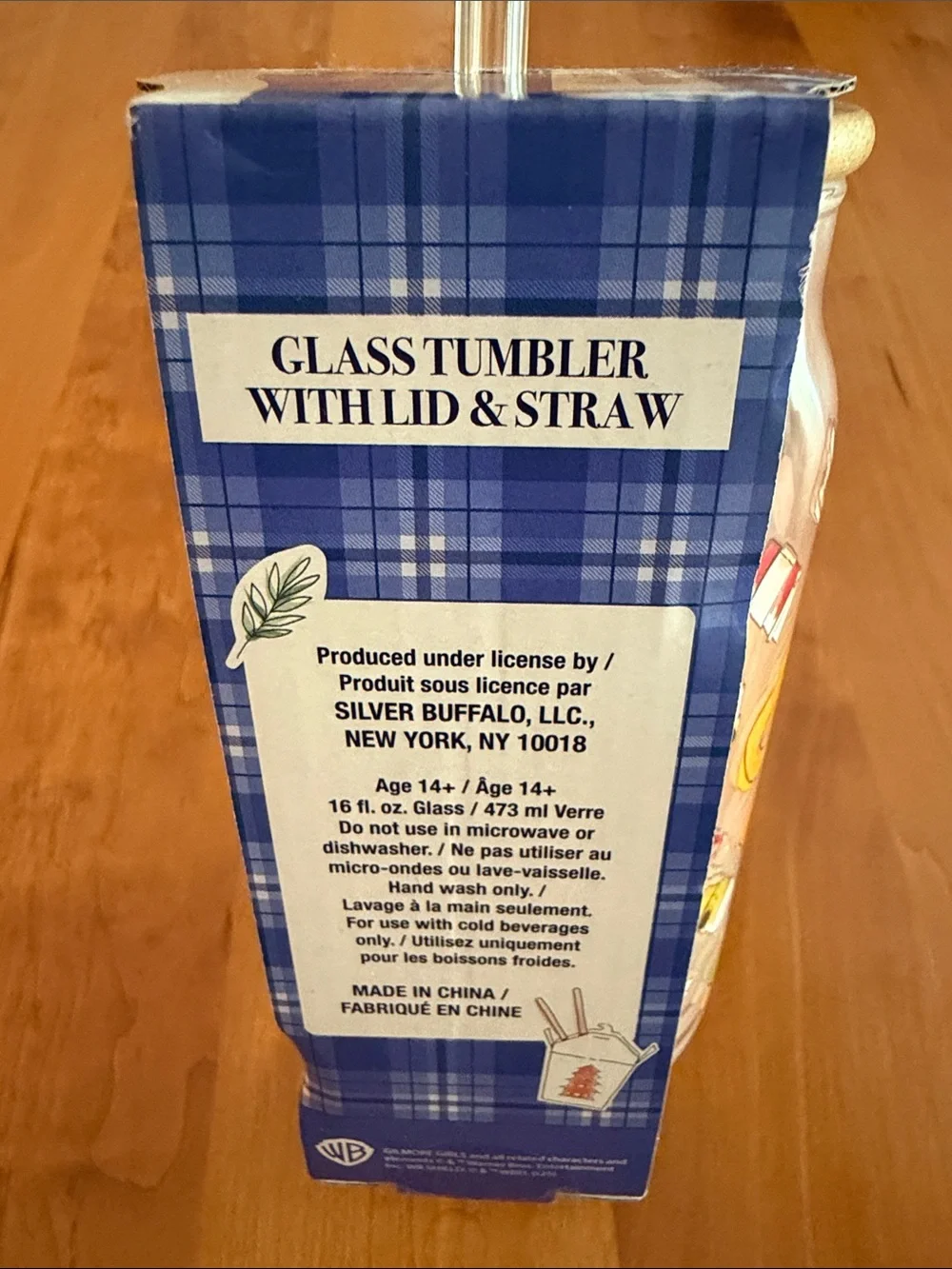 ☕ Gilmore Girls “Luke’s” 16 oz Glass Tumbler with Lid & Straw • NWT